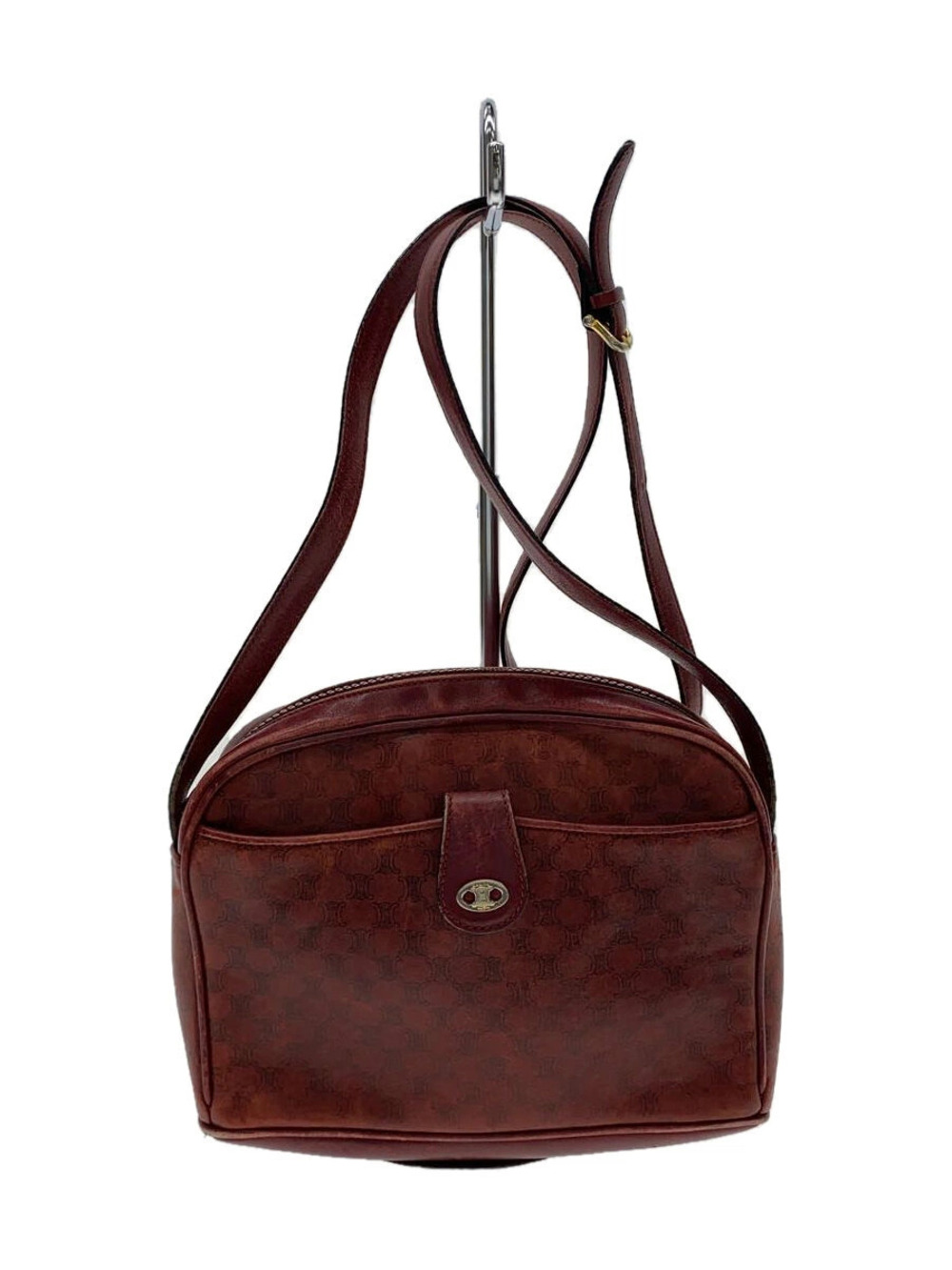 Celine Shoulder Bag Leather Bordeaux Purple All over